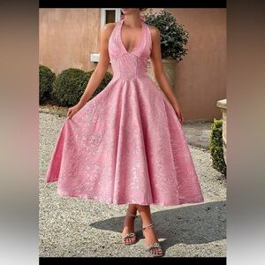 Unadoll Women's Sexy Backless
Spaghetti Strap Dress, 3D Jacquard Fabric